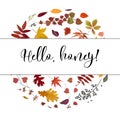 Vector floral watercolor style card design Autumn: colorful