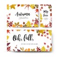 Vector floral watercolor style card design Autumn season border Royalty Free Stock Photo