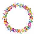 Vector floral wreath. Abstract flowers arrange in round border