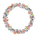 Vector floral wreath. Abstract roses arrange in round border