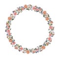 Vector floral wreath. Abstract roses arrange in round border