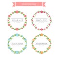 Vector floral wreath border set. Round frames of flowers, roses, peonies, daisy, tulips.