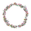 Vector floral wreath. Bright flowers arrange in round border