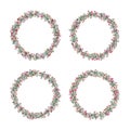 Vector floral wreath set. Bright flowers arrange in round border