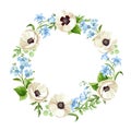 Vector floral wreath with poppy and bluebell flowers