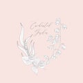 Vector Floristic Feminine Brand Logo Template Frame. Royalty Free Stock Photo