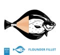 Vector flounder illustration with fillet