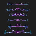 Vector Flourishes. Dividers Set. Hand Drawn Decorative Swirls Royalty Free Stock Photo