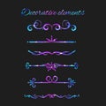 Vector Flourishes. Dividers Set. Hand Drawn Decorative Swirls Royalty Free Stock Photo