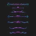 Vector Flourishes. Dividers Set. Hand Drawn Decorative Swirls Royalty Free Stock Photo