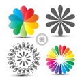 Vector Flover Icons Set. Colorful Circle Shapes