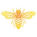 Vector flower bee. Insect silhouette. Template for paper cutting