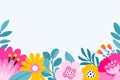Vector flower border. Colorful floral illustrations. Botanical frame minimalist modern ornament. Natural background decoration. Royalty Free Stock Photo