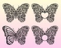 Vector flower butterfly. Split monogram for text. Insect silhouette