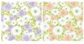 Vector flower illustration with pastel color seamless repeat pattern Royalty Free Stock Photo