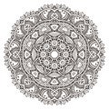 Vector flower mandala with hand drawn floral henna elements. Royalty Free Stock Photo