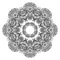 Vector flower mandala with hand drawn floral henna elements. Royalty Free Stock Photo