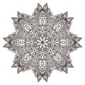 Vector flower mandala with hand drawn floral henna elements.