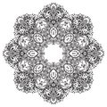 Vector flower mandala with hand drawn floral henna elements. Royalty Free Stock Photo