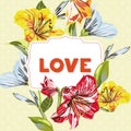 Vector Flower Pattern wish Inscription Love.