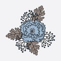 Vector flower placement print in light blue