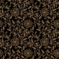 golden Luxury Seamless Graphic Background with Flowers and Leaves seamless pattern, Floral luxury seamless pattern Royalty Free Stock Photo