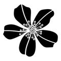 Vector flower silhouette, five petals, floral logo, flat
