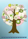 Vector flower tree card Royalty Free Stock Photo