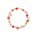 Vector flower wreath with butterflies. Floral frame for cards de