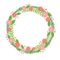 Vector flower wreath. Floral frame for greeting, invitation, wedding cards design