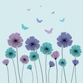 Flowers background in blue colors