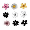 Vector Flowers Black Clip art elements.