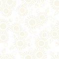 Vector Flowers in Cream on White Background Seamless Repeat Pattern. Background for textiles, cards, manufacturing