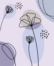 Flowers lines on abstract background