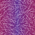 Vector Flowers Pansies Line Art in White Scattered on Pink Purple Ombre Background Seamless Repeat Pattern. Background