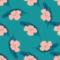 Vector flowers patten. Seamless design with simple botanical elements