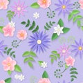 Vector flowers seamless pattern Royalty Free Stock Photo