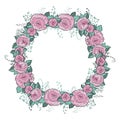 Vector flowers set. Beautiful wreath. Elegant floral collection with isolated blue,pink leaves and flowers, hand drawn Royalty Free Stock Photo