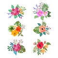 Vector flowers set. Colorful floral collection with leaves and f Royalty Free Stock Photo