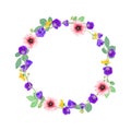 Vector flowers wreath. Elegant floral collection with isolated b Royalty Free Stock Photo