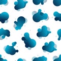 Vector fluid abstract geometric coral blue gradient shape seamless pattern