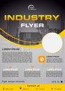 Vector flyer, corporate business, annual report, brochure design and cover presentation with industry city in yellow color Royalty Free Stock Photo