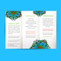 Vector Flyer oriental design Layout template, size A5. Islam, Arabic, Indian, ottoman motifs. Royalty Free Stock Photo