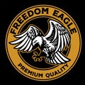 Flying bald eagle retro badge