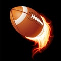 Vector flying flaming American football ball Royalty Free Stock Photo