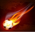 Vector flying flaming soccer ball Royalty Free Stock Photo