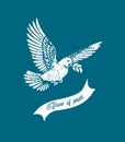White Dove in Flight .Holy spirit dove.Vector flying grunge dove.White dove silhouette. Royalty Free Stock Photo