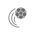 Vector flying soccer ball grey icon. Isolated on white background Royalty Free Stock Photo
