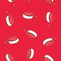 Vector flying sushi pattern with shrimp.