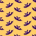 Vector flying vampire bats seamless pattern. Halloween backgrounds and textures in flat cartoon gothic style Royalty Free Stock Photo